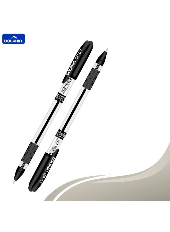 دولفين أقلام حبر جاف دولفين GP780 مقاس 0.7 مم – كتابة ناعمة بحبر أسود، أقلام مريحة للمكتب والمدرسة، عبوة 36 قلم - Image 5